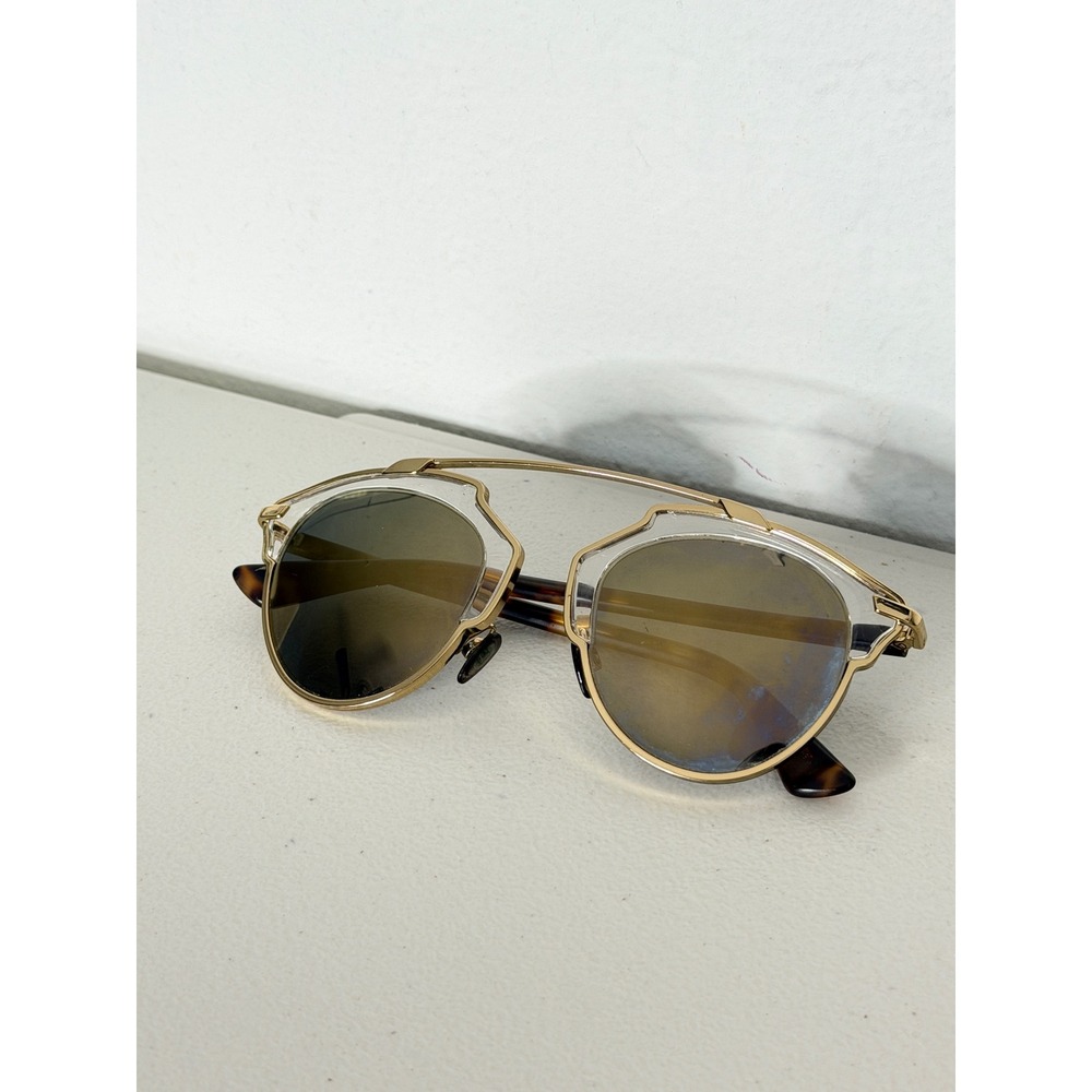 Dior So Real Sunglasses Gold Tortoise Mirror Lens Made in Italy Architectural